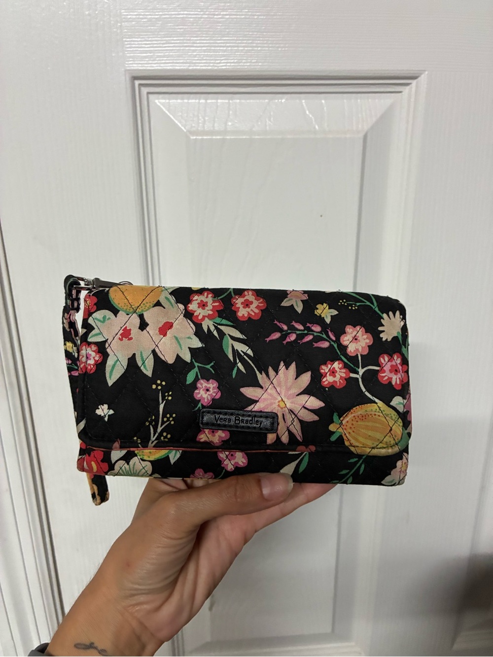 Vera Bradley Black Floral Quilted Wallet
